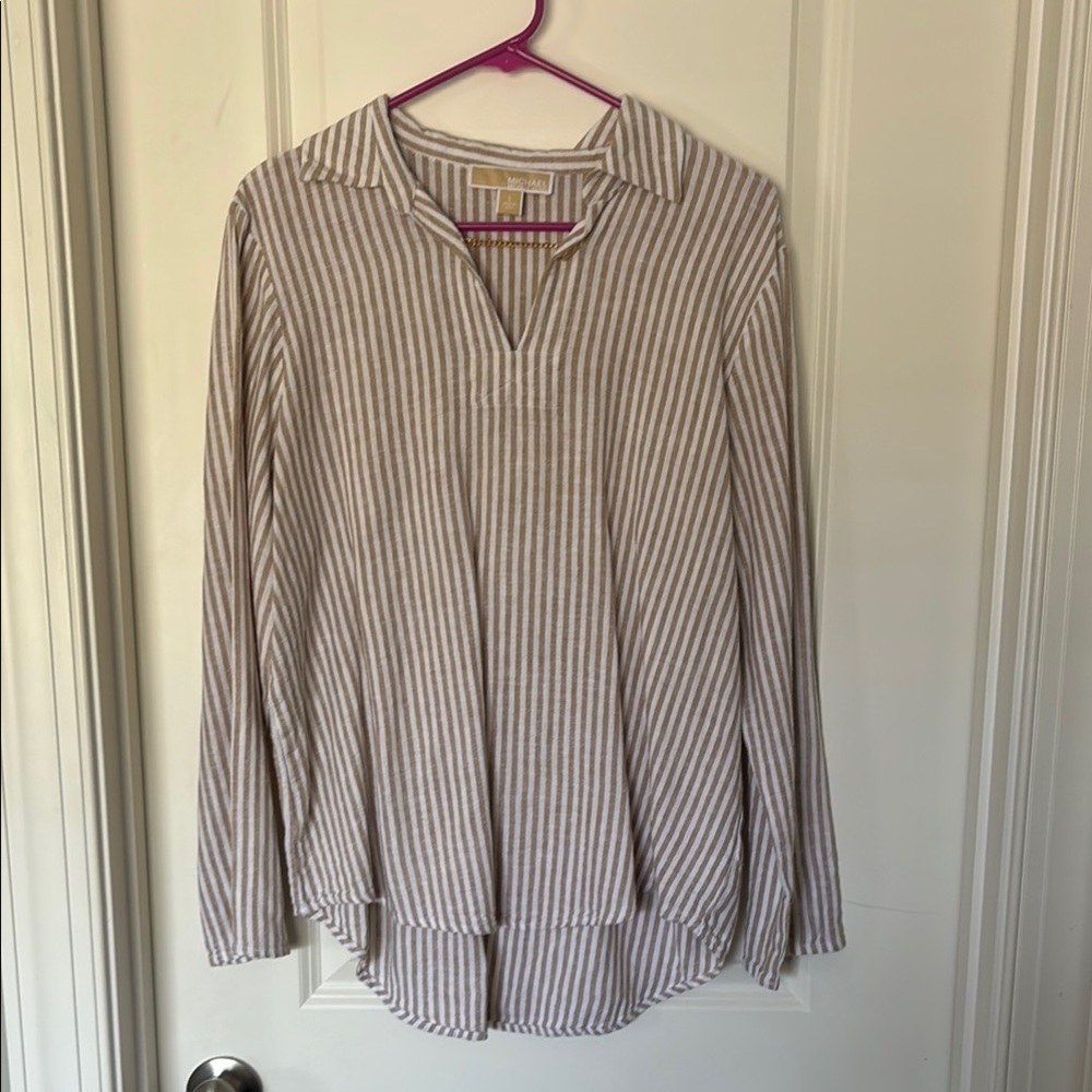 Chic Striped V-Neck Blouse / Michael Kors / sz L